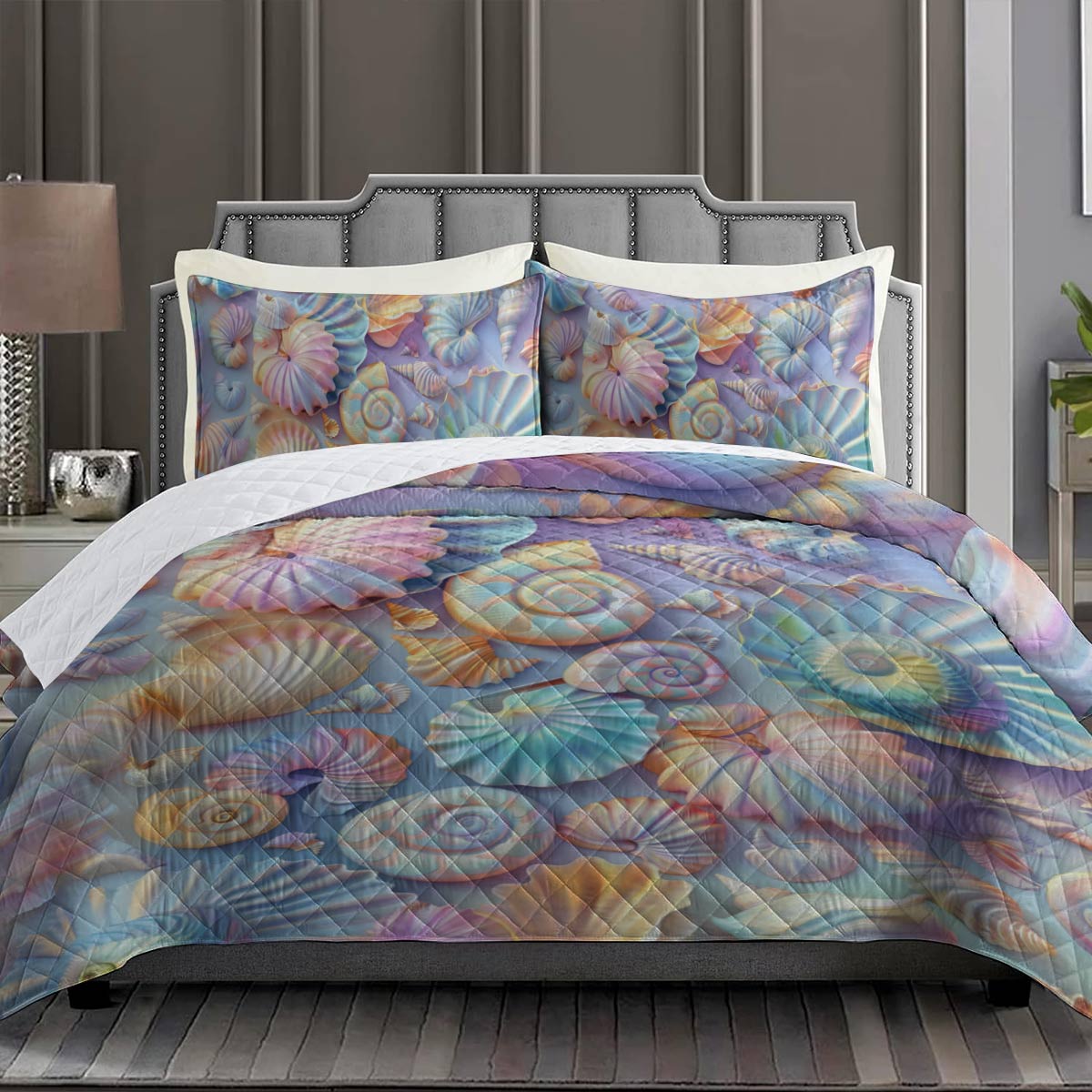 Shineful All Season Quilt 3-Piece Set Gorgeous Seashell 2