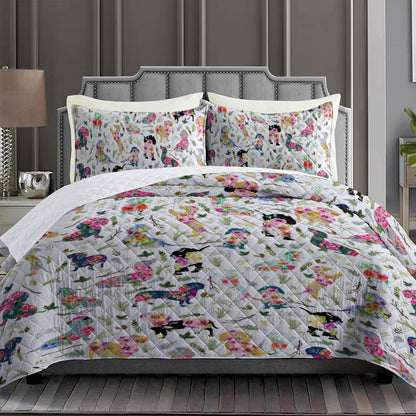 Shineful Quilt 3-Piece Set Dachshund Floral