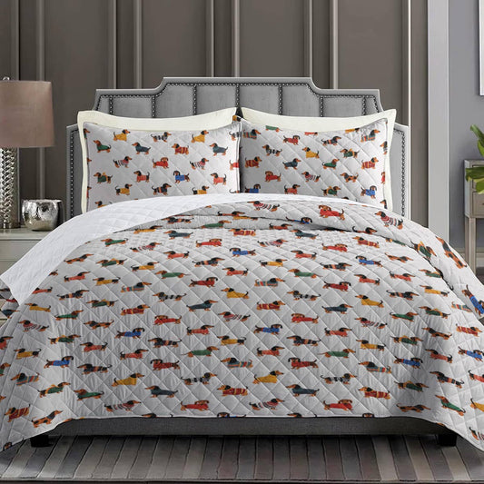 Shineful Quilt 3-Piece Set Dachshund cute