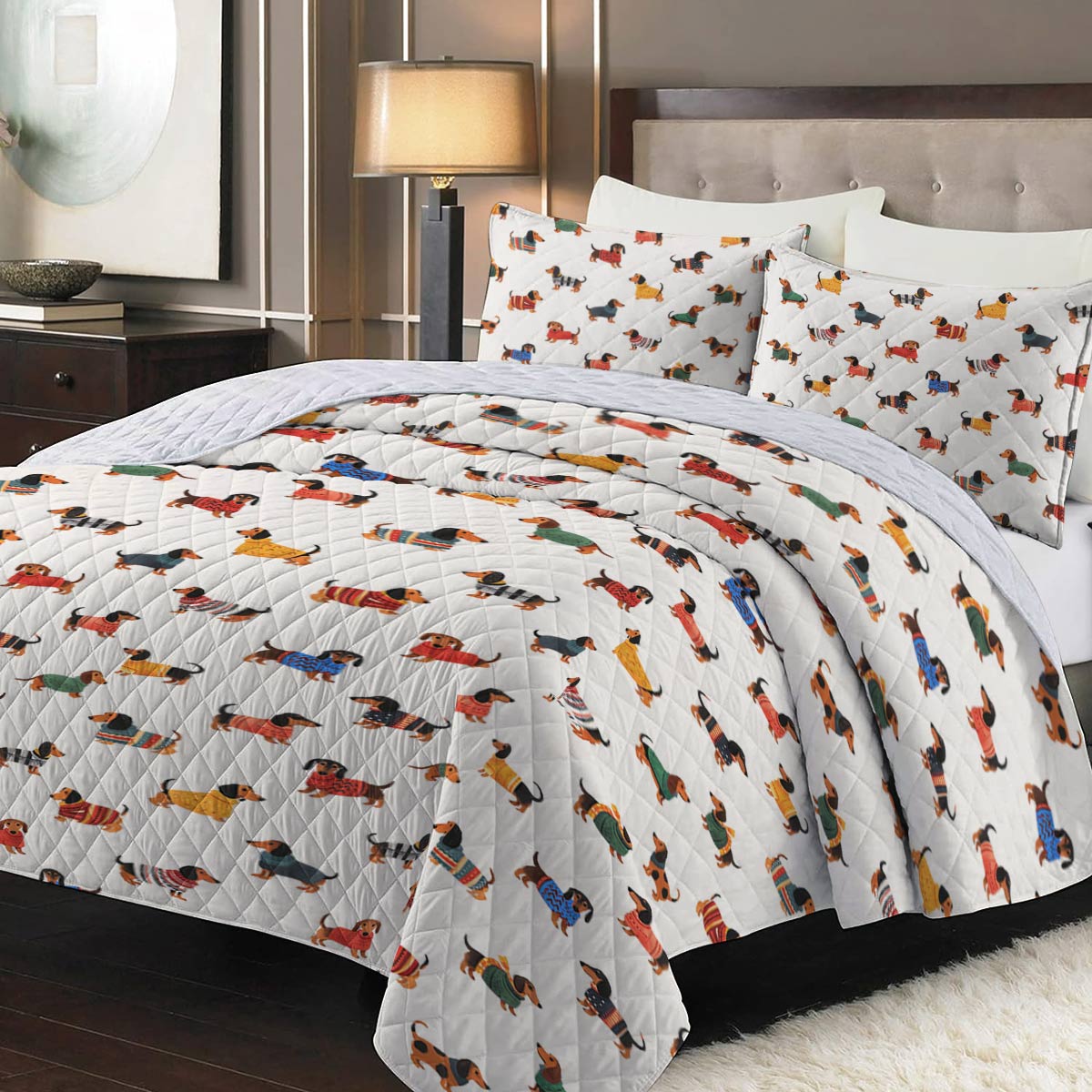 Shineful Quilt 3-Piece Set Dachshund cute