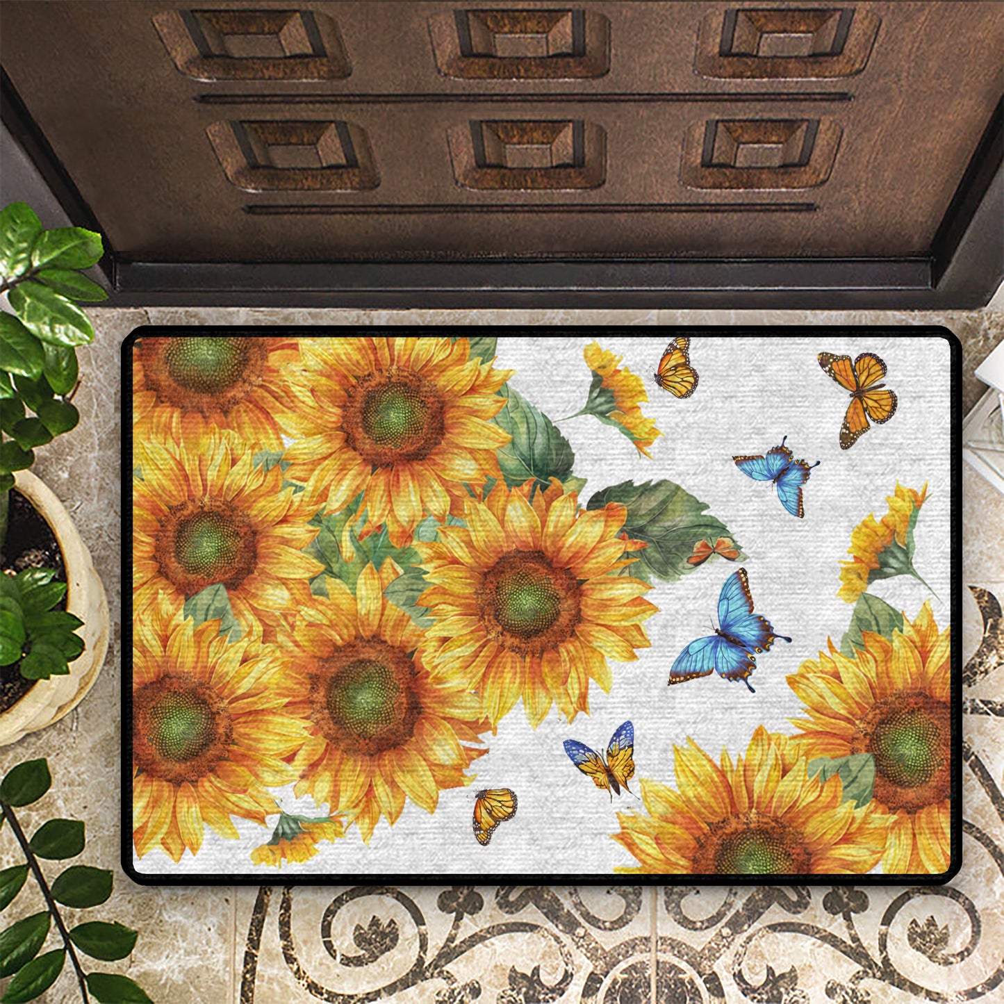 Shineful Ultra-Thin Non Skid Floor Mat, Kitchen Rugs Sunflower Symphony