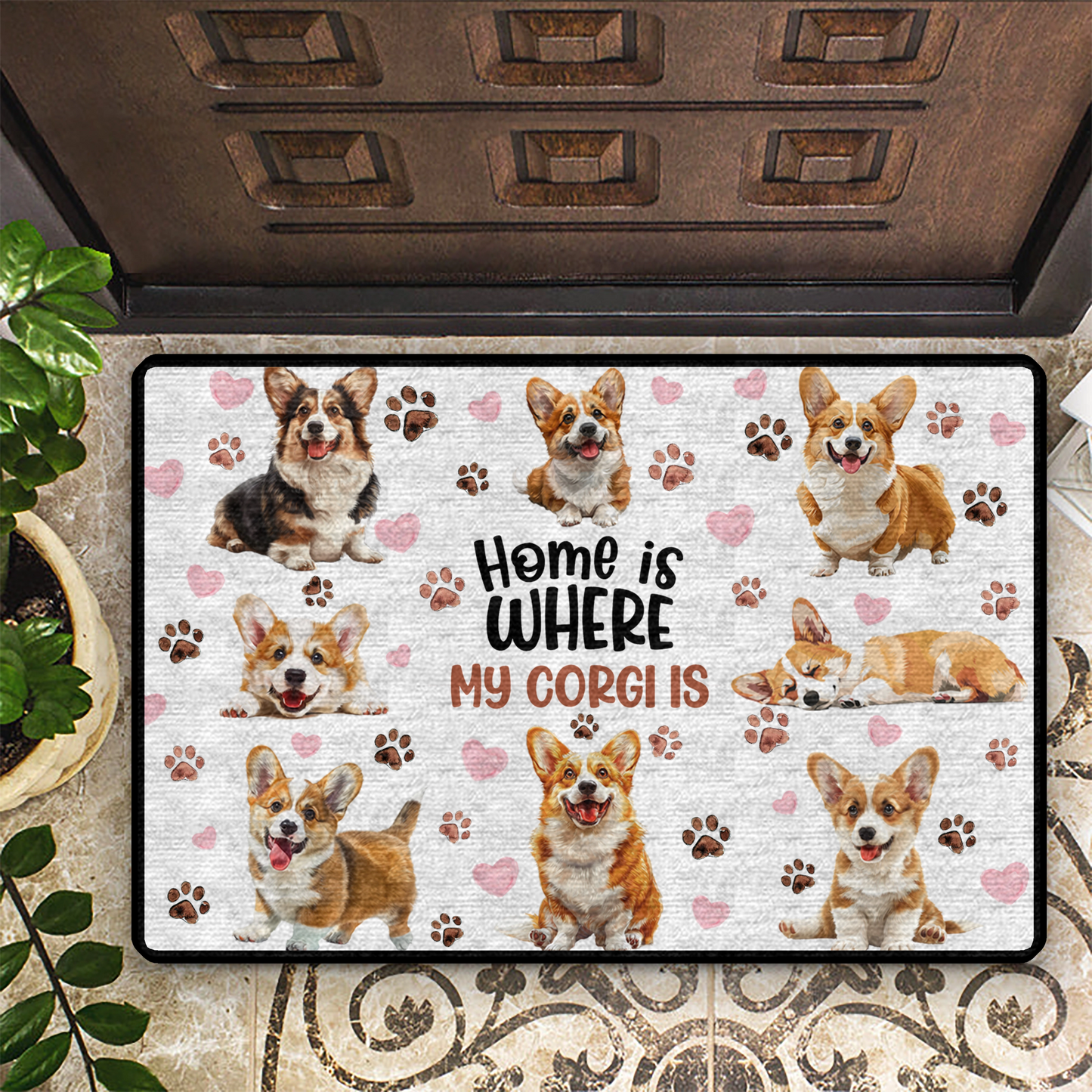 Shineful Ultra-Thin Non Skid Floor Mat, Kitchen Rugs Happy Corgi Home