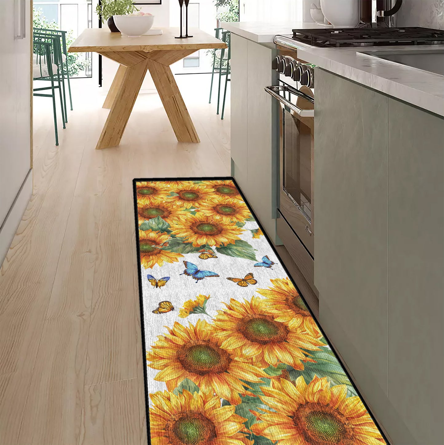 Shineful Ultra-Thin Non Skid Floor Mat, Kitchen Rugs Sunflower Symphony