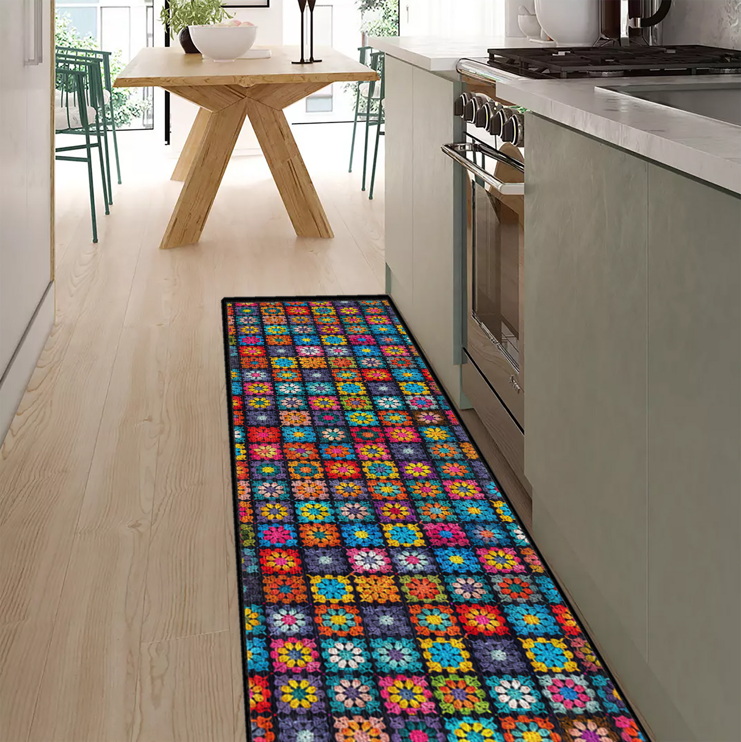 Shineful Ultra-Thin Non Skid Floor Mat, Kitchen Rugs Crochet Granny/Mom