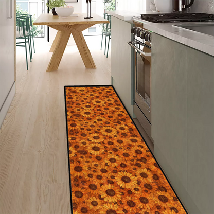 Shineful Ultra-Thin Non Skid Floor Mat, Kitchen Rugs Sun-kissed Sunflower