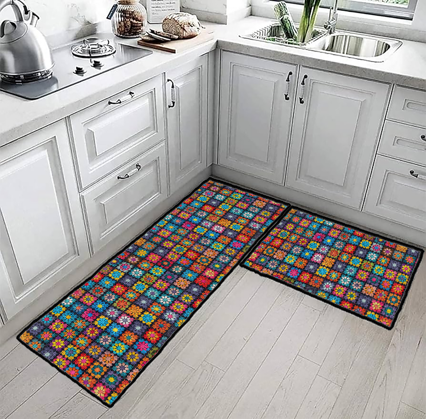 Shineful Ultra-Thin Non Skid Floor Mat, Kitchen Rugs Crochet Granny/Mom