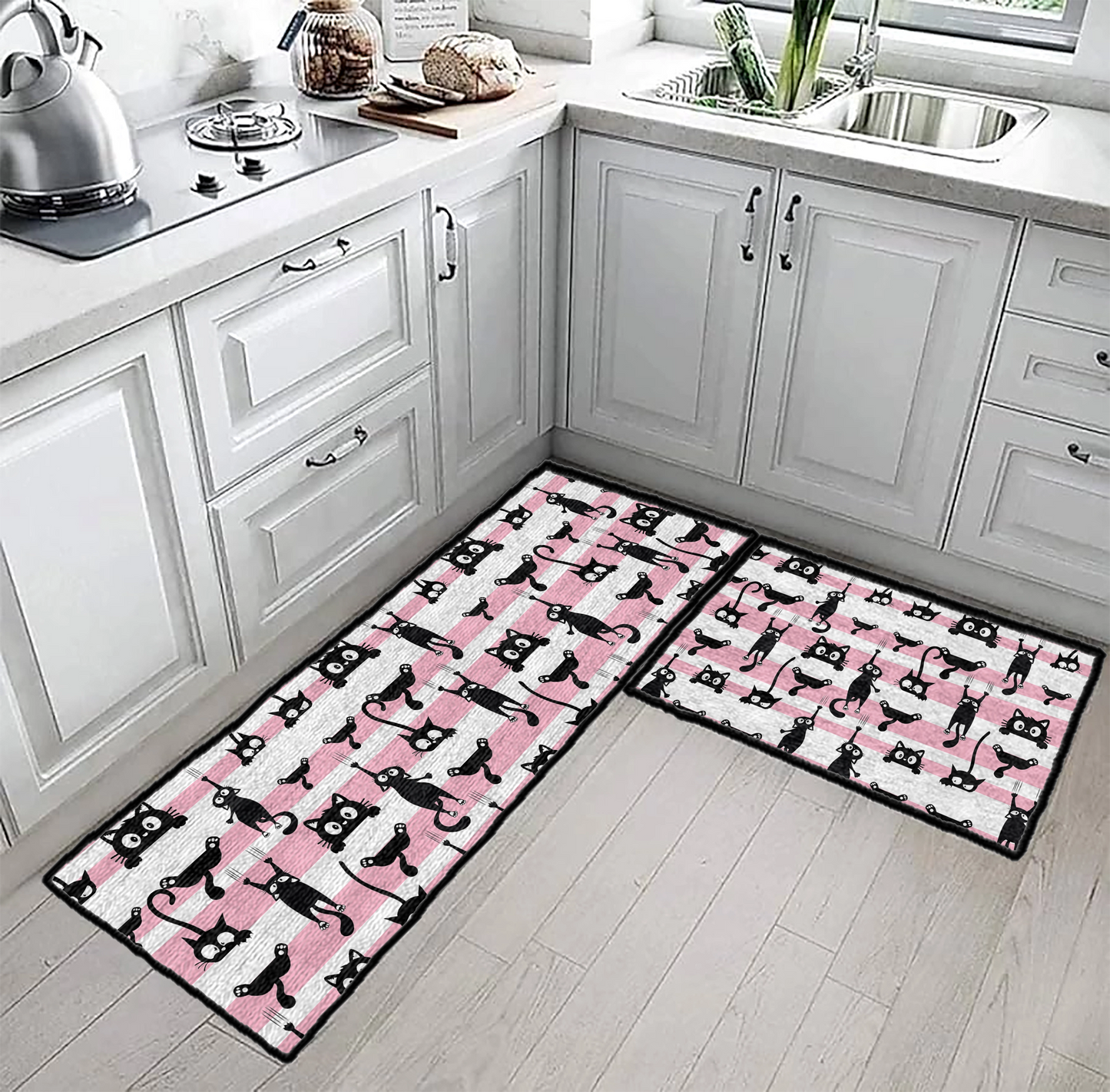 Tapis de sol antidérapant ultra fin Shineful, tapis de cuisine Purrfectly Playful Cats