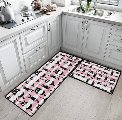 Shineful Ultra-Thin Non Skid Floor Mat, Kitchen Rugs Purrfectly Playful Cats