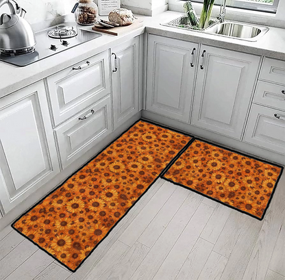 Shineful Ultra-Thin Non Skid Floor Mat, Kitchen Rugs Sun-kissed Sunflower