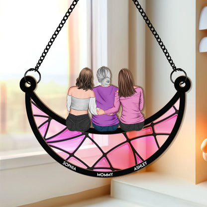 Shineful Mother & Daughter On The Moon Personalized Hanging Suncatcher