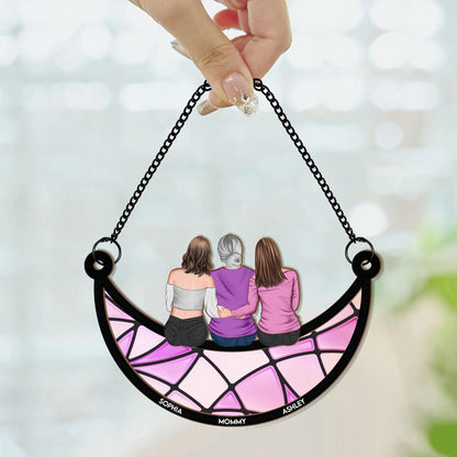 Shineful Mother & Daughter On The Moon Personalized Hanging Suncatcher