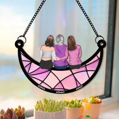 Shineful Mother & Daughter On The Moon Personalized Hanging Suncatcher