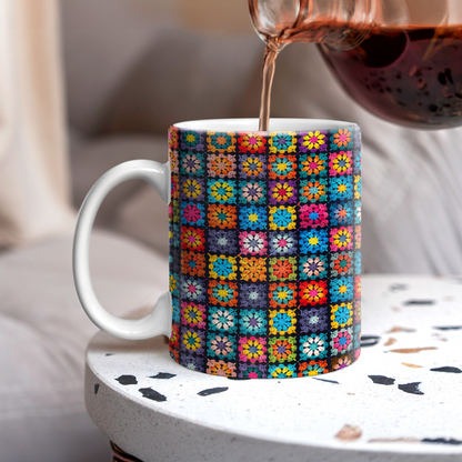 Shineful Ceramic Mug Crochet Granny/Mom Square Blanket