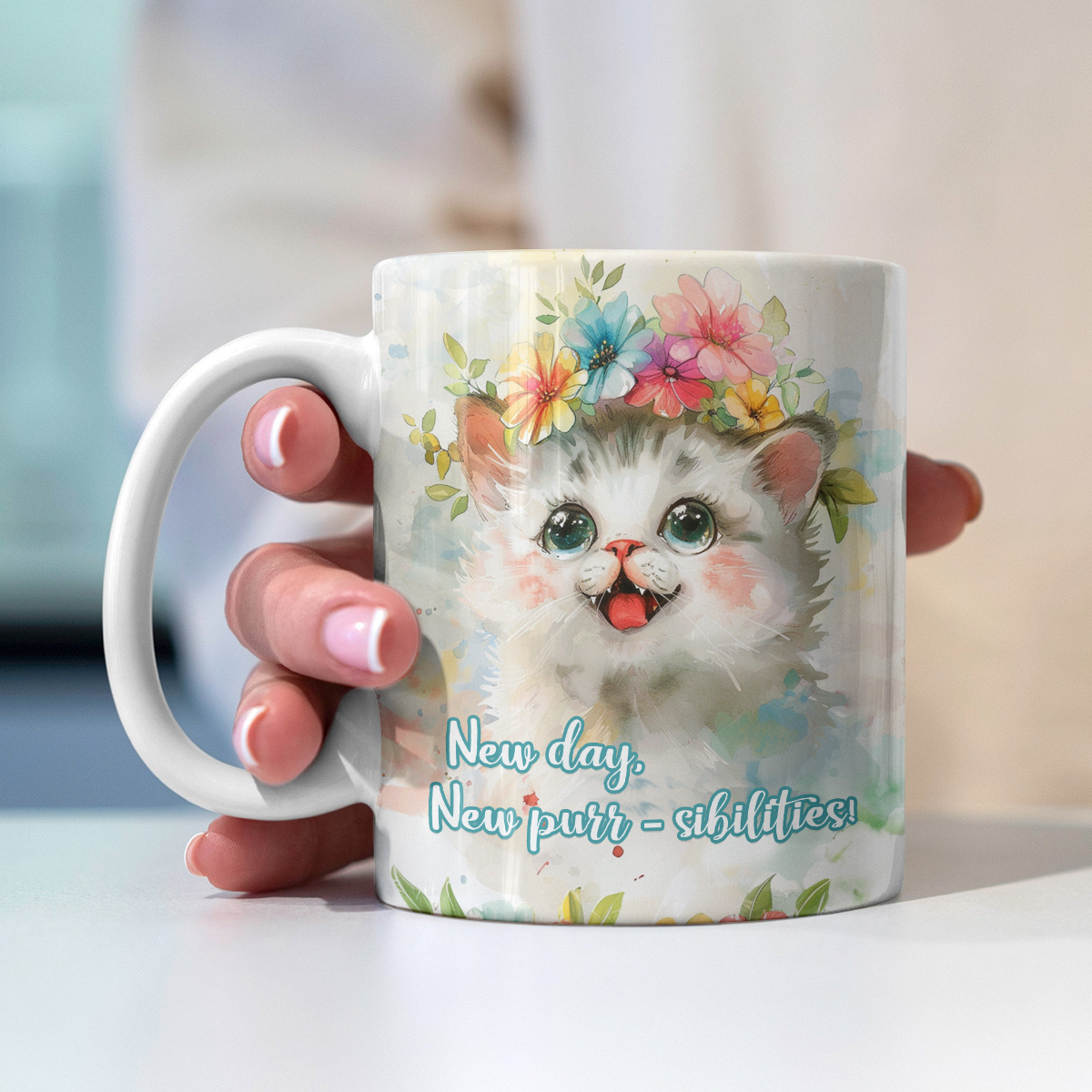 Shineful Ceramic New Day New Purr-sibilities Cute Cat