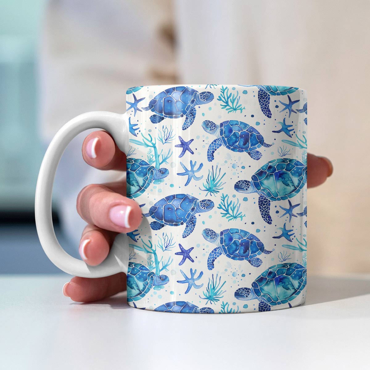 Tasse en céramique brillante Turtle Bliss