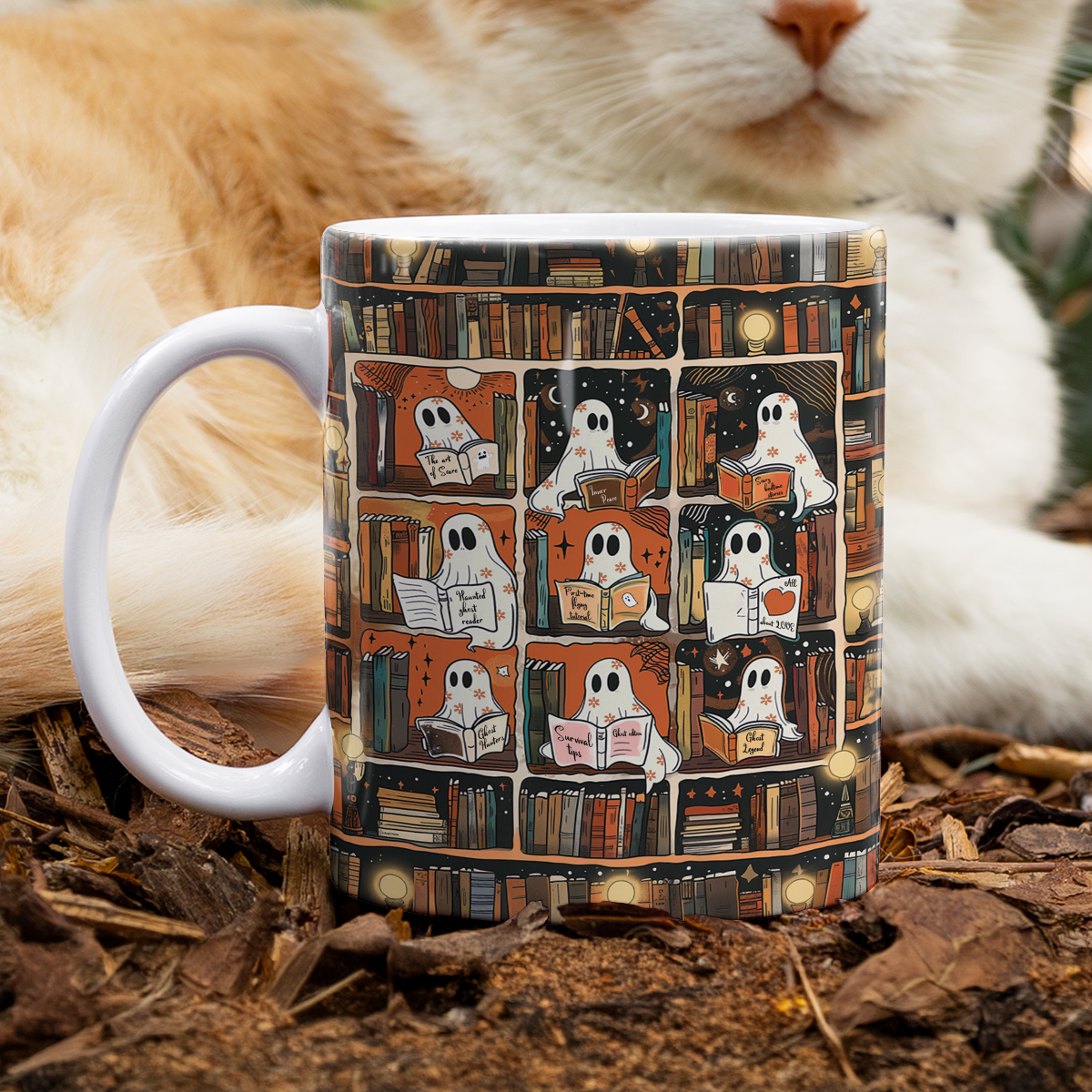 Shineful Ceramic Mug Spooky Ghost Readers