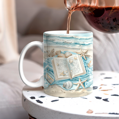 Tasse en céramique brillante pour amoureux de la lecture, amoureux de la plage, rêveur