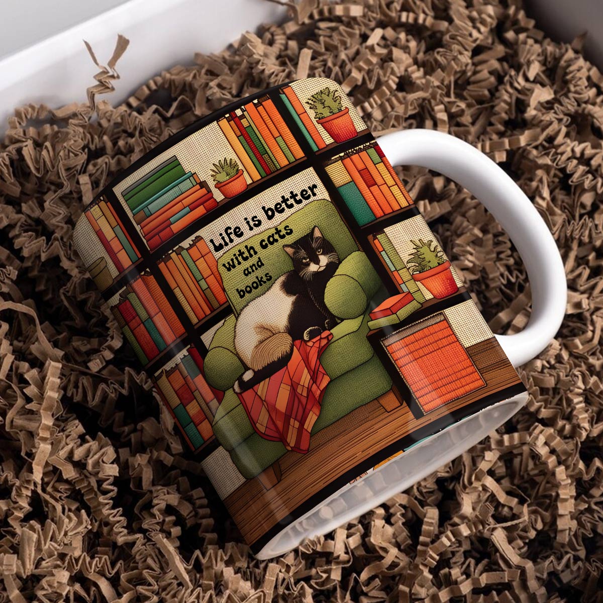 Shineful Ceramic Mug Cat & Book