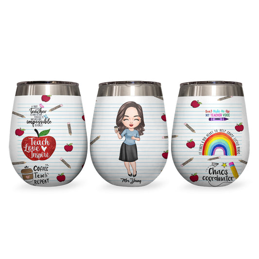 Shineful Teach Love Inspire Teacher Personalized Wine Tumbler