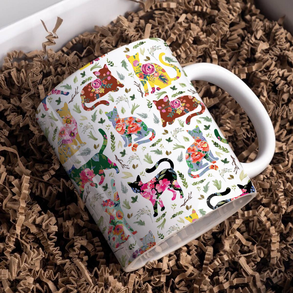 Shineful Ceramic Mug Cat FLoral