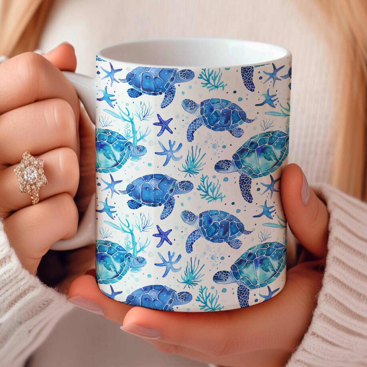 Tasse en céramique brillante Turtle Bliss