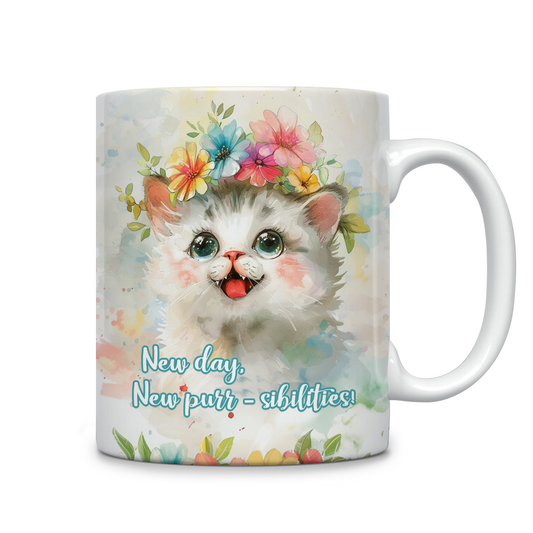 Shineful Ceramic New Day New Purr-sibilities Cute Cat