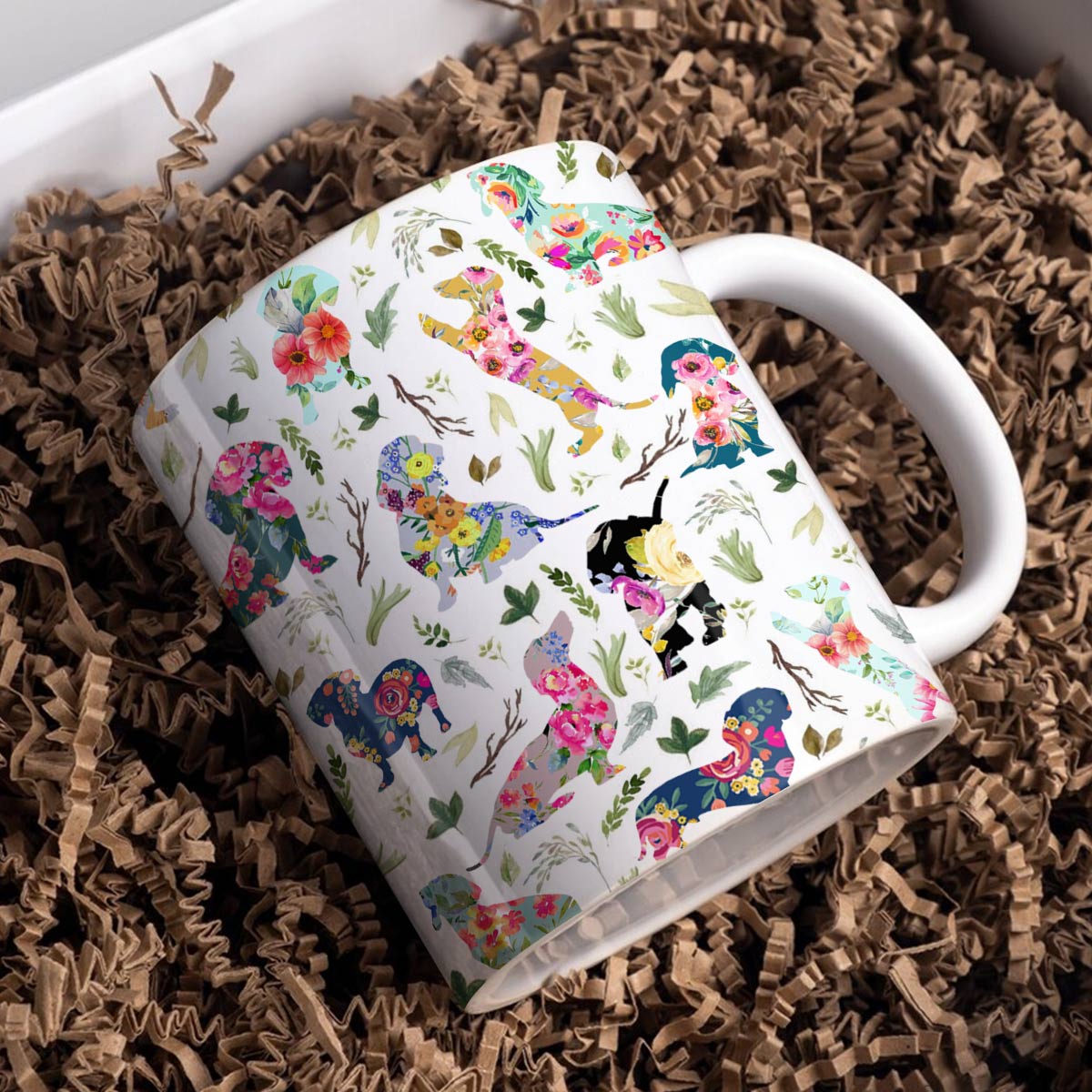 Tasse en céramique brillante Motif teckel