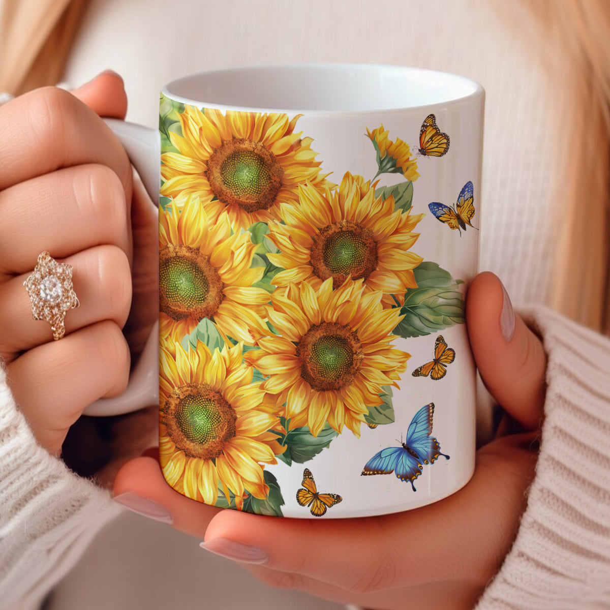 Tasse en céramique brillante Symphonie de tournesols