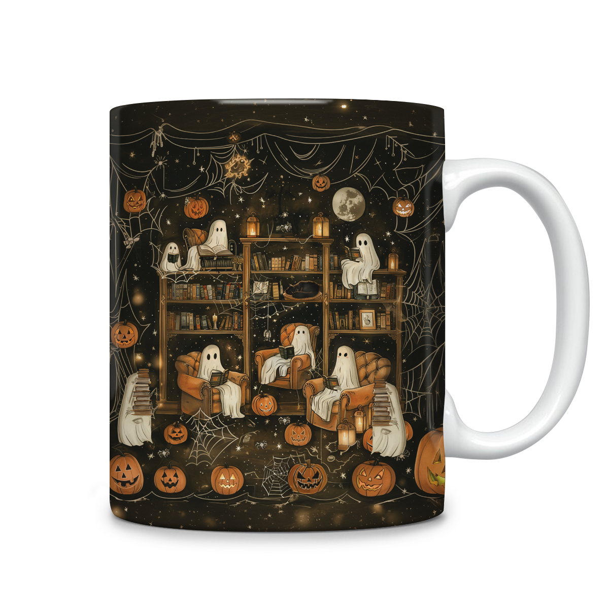 Glänzende Keramiktasse Halloween Book Club