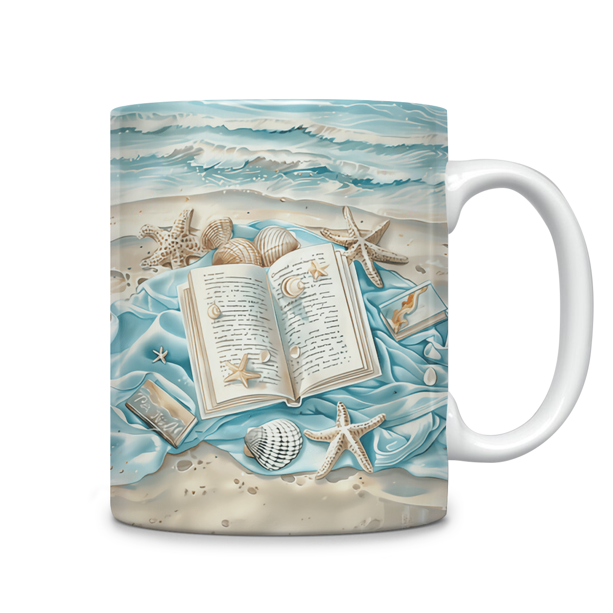 Tasse en céramique brillante pour amoureux de la lecture, amoureux de la plage, rêveur