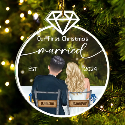 Our First Christmas Married - Personalized Custom Shaped Acrylic Ornament