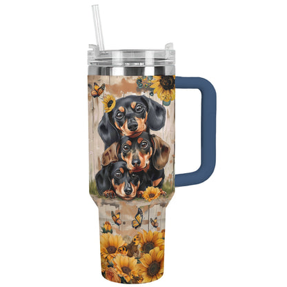 Shineful Tumbler Dachshund Sunflower Symphony