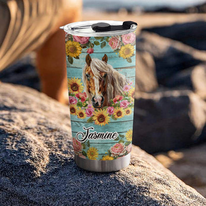 Shineful 20oz Tumbler Personalized Floral Horse Harmony