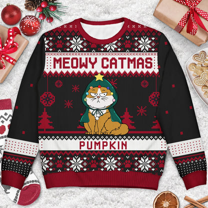 Shineful Meowy Catmas Funny Cartoon Cats - Personalized Ugly Sweater