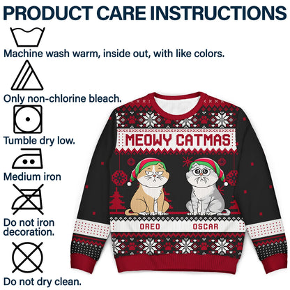 Shineful Meowy Catmas Funny Cartoon Cats - Personalized Ugly Sweater