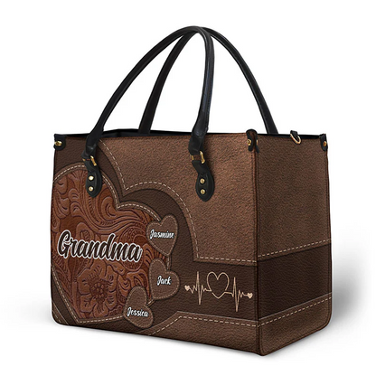 Grandma's Little Sweethearts - Birthday, Loving Gift For Grandmother, Mother, Mom - Personalized Leather Bag