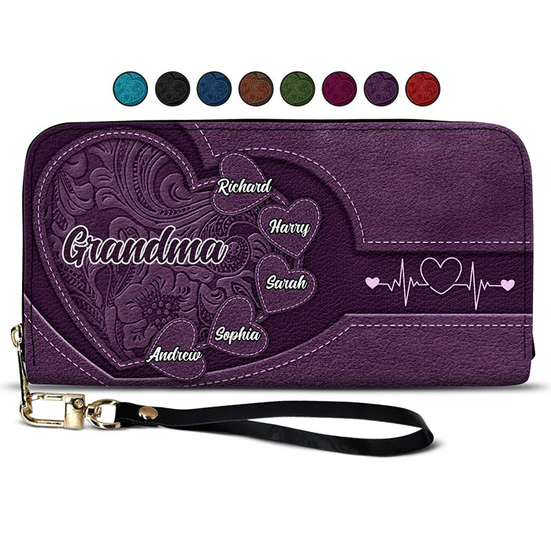 Shineful Grandma's Little Sweethearts - Personalized Leather Long Wallet