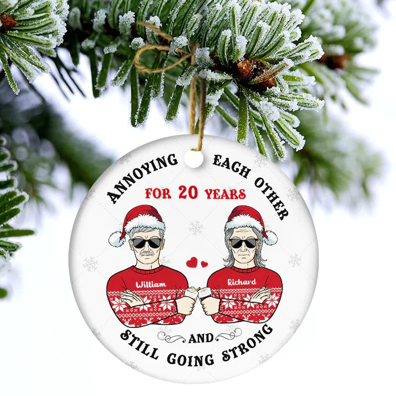 Annoying Each Other - Christmas Gift For Married Couples Personalized Custom Circle Ceramic Ornament