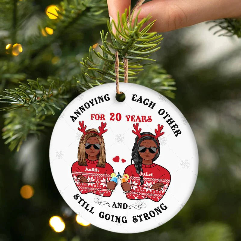 Annoying Each Other - Christmas Gift For Married Couples Personalized Custom Circle Ceramic Ornament