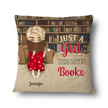 Shineful Pillow Reading Chibi Girl Just A Girl Who Loves Books Personalized