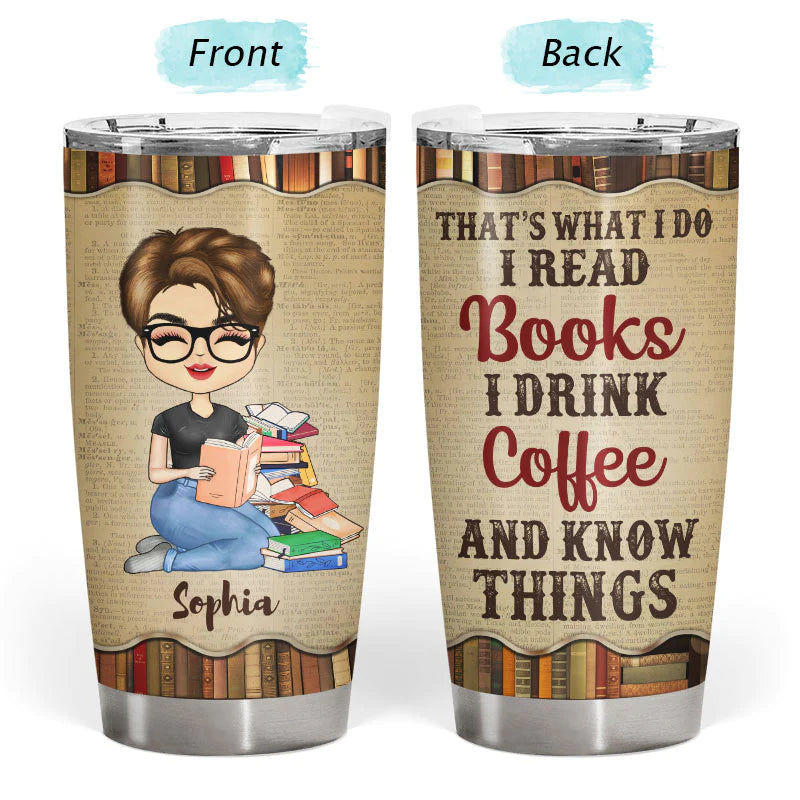 Shineful Tumbler 20 Oz Reading Gift - A Girl Who Loves Books Reading Personalized