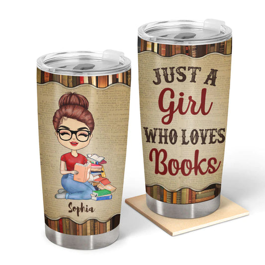 Shineful Tumbler 20 Oz Reading Gift - A Girl Who Loves Books Reading Personalized