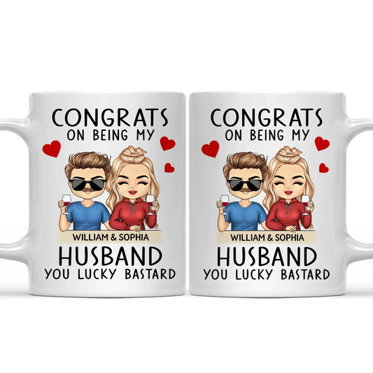 Shineful Mug Gift For Couples, Family - Congrats On Being My Husband Chibi