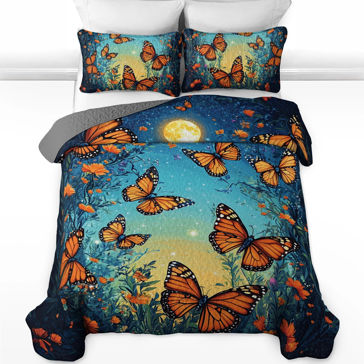 Shineful All Season Quilt 3-Piece Set - Butterfly Sunset