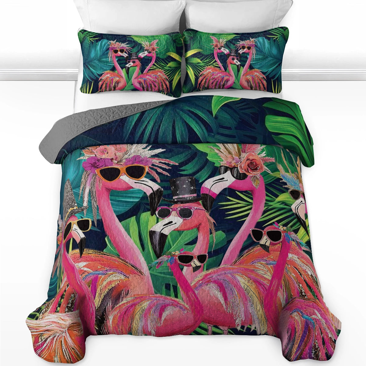 Shineful All Season Quilt 3-Piece Set - Flamingo Fiesta