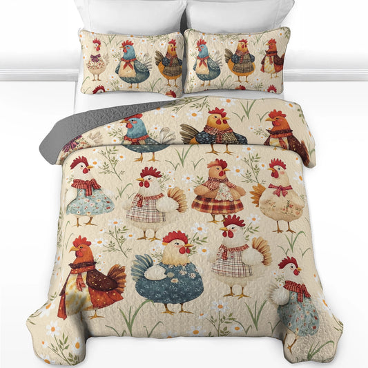 Shineful All Season Quilt 3-teiliges Set - Cozy Chicken