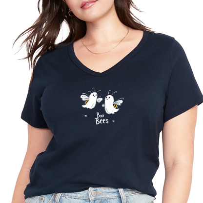 Shineful Damen V-Ausschnitt T-Shirt Boo Bees Halloween