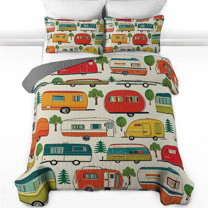 Shineful All Season Quilt 3-Piece Set - Retro Camping Car