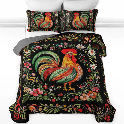 Shineful All Season Quilt 3-Piece Set - Chicken Folklore Rooster