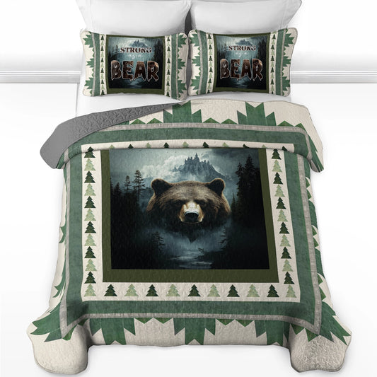 Shineful All Season Quilt 3-Piece Set - Forest Guardian Bear